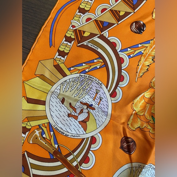 Hermes Orange L'Ombrelle Magique Silk Scarf - Picture 4 of 9